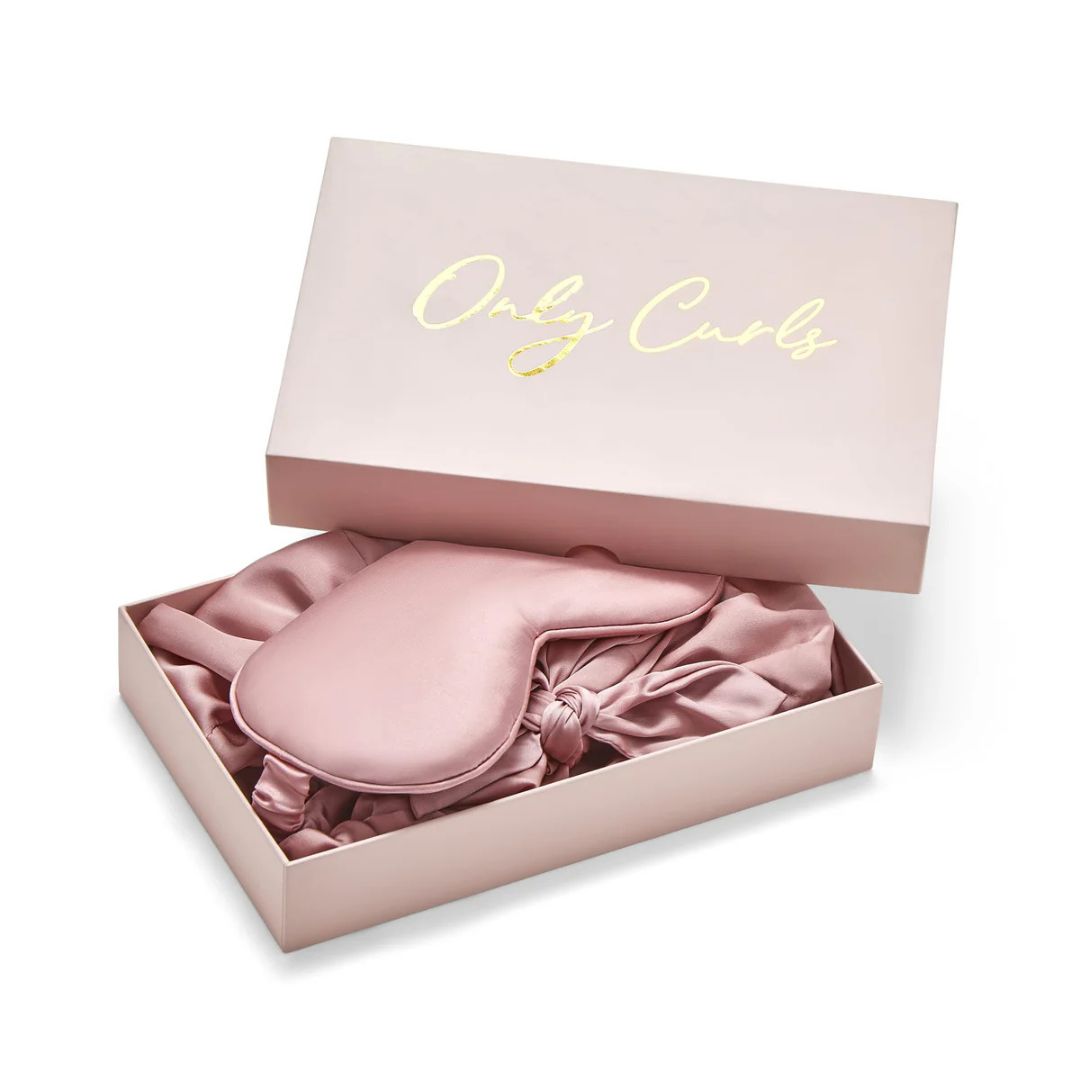 Only Curls Satina gefütterter Haarturban &amp; Schlafmasken-Set