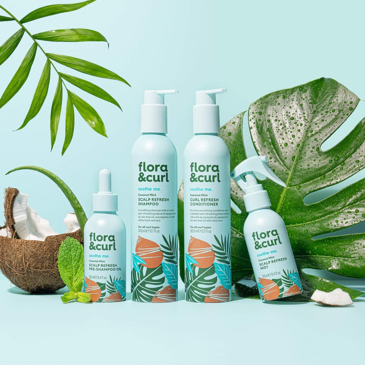 Flora &amp; Curl Soothe Me Kokosnuss-Minze Kopfhaut-Erfrischung Pre-Shampoo Öl 100ml
