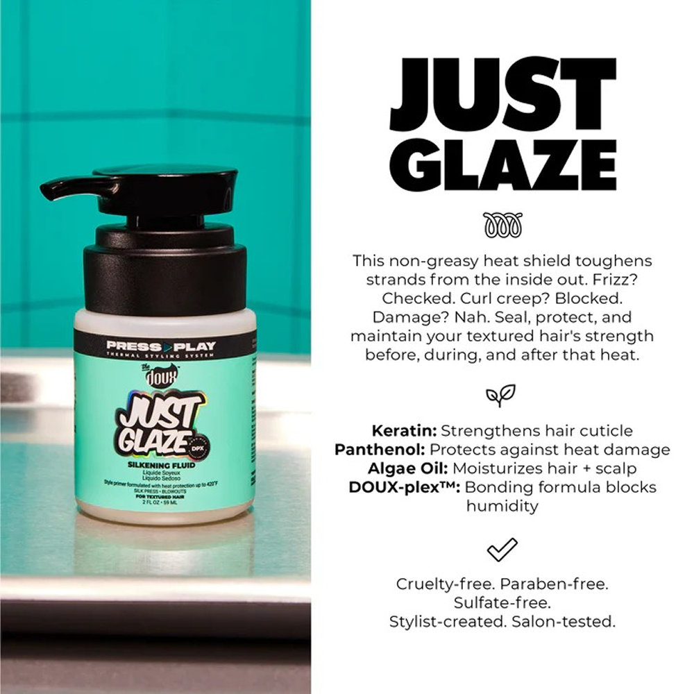 The Doux Press Play Just Glaze Glättungsfluid 2oz