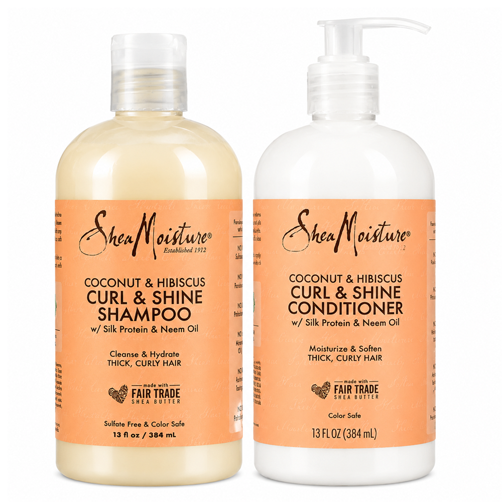 Shea Moisture Kokosnuss &amp; Hibiskus Locken &amp; Glanz Shampoo und Spülung Set